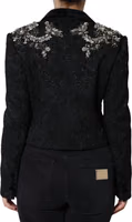 Black Jacquard Crystal Floral Jacket Blazer 3