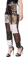 Multicolor Patchwork Jacquard High Waist Pants 2