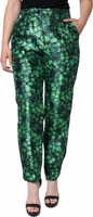 Green Clover Silk Satin High Waist Tapered Pants 1