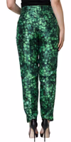Green Clover Silk Satin High Waist Tapered Pants 3