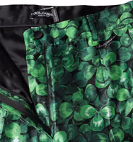 Green Clover Silk Satin High Waist Tapered Pants 4