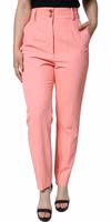 Rose Pink Polyester High Waist Tapered Pants 1