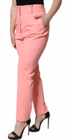Rose Pink Polyester High Waist Tapered Pants 2
