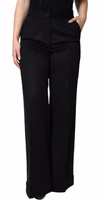 Black Cashmere Mid Waist Women Boot Cut Pants 1