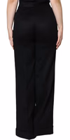 Black Cashmere Mid Waist Women Boot Cut Pants 3