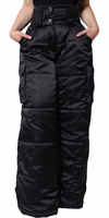 Black Quilted High Waist Women Boot Cut Pants 1
