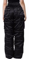 Black Quilted High Waist Women Boot Cut Pants 3