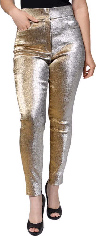 Metallic Gold High Waist Skinny Pants