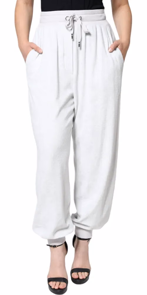 White Nylon Jogger Sweatpants Pants