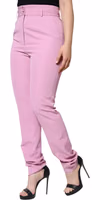 Pink Polyester High Waist Women Tapered Pants 2