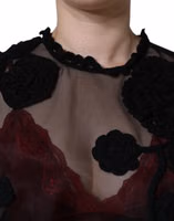 Black Nylon Mesh Transparent Floral Blouse 4