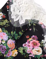 Black Floral Lace Short Sleeves Blouse Top 5
