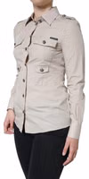 Beige Cotton Collared Button Down Shirt Top 2