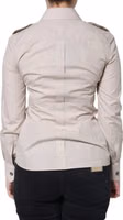 Beige Cotton Collared Button Down Shirt Top 3
