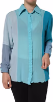 Multicolor Long Sleeve Button Blouse Top 1