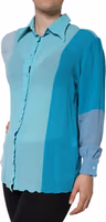 Multicolor Long Sleeve Button Blouse Top 2