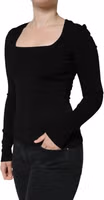 Black Long Sleeves Blouse Square Neck Top 2