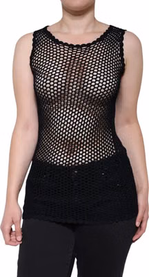Black Mesh See Through Sleeveless Tank Top