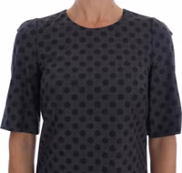 Gray Polka Dotted Wool Stretch Dress 4