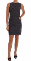 Gray Polka Dotted Sheath Wool Dress 1