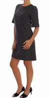 Gray Polka Dotted Sheath Wool Dress 2