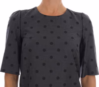 Gray Polka Dotted Sheath Wool Dress 4