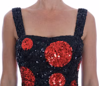 Black Red Polka Sequined Shift Dress 3