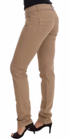 Beige Cotton Stretch Slim Fit Jeans 2