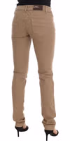 Beige Cotton Stretch Slim Fit Jeans 4