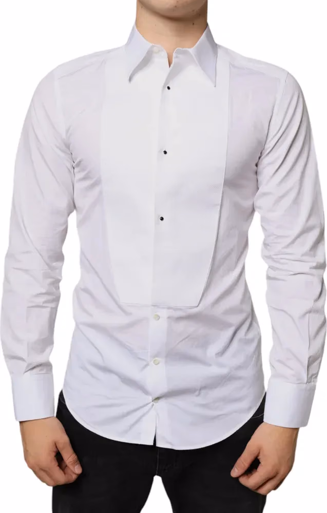 White Bib Cotton Poplin Formal Dress Shirt