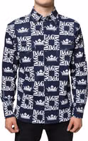 Blue Crown Logo Print Slim Fit Cotton Shirt 1