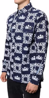 Blue Crown Logo Print Slim Fit Cotton Shirt 2