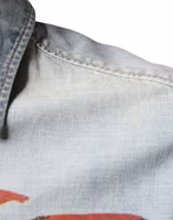 Light Blue Printed Cotton Denim Long Sleeves Shirt 5