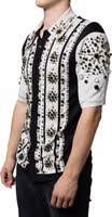 White Black Silk Studded Stone Crystal Shirt 2