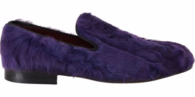Purple Sheep Fur Leather Loafers
