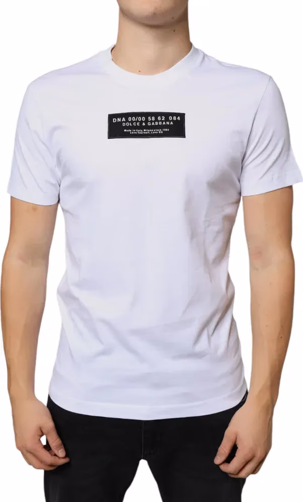 White Cotton DG Applique Casual T-shirt