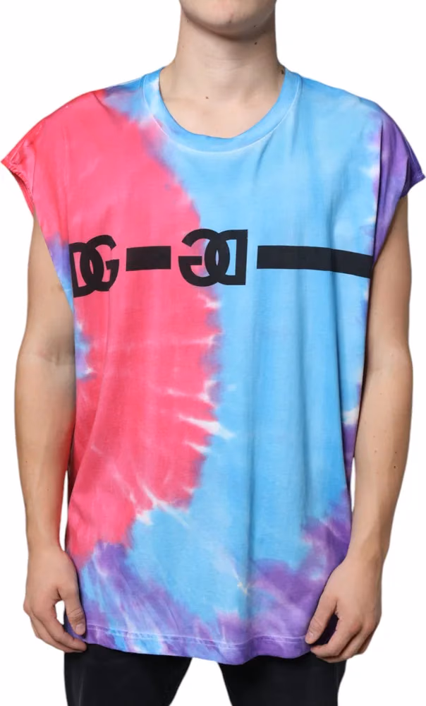 Multicolor Tie Dye Cotton Sleeveless T-shirt