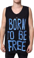 Black Cotton Born To Be Free Sleeveless T-shirt 1