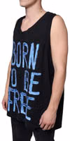 Black Cotton Born To Be Free Sleeveless T-shirt 2