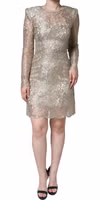 Gold Floral Lace A-line Sheath Mini Dress 1
