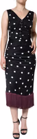 Black Silk Polka Dot Vneck Tassel Midi Dress 1