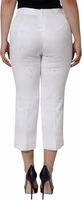 White Floral Brocade Cotton Cropped Pants 3