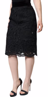 Black Floral Lace High Waist Pencil Cut Skirt 2