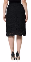 Black Floral Lace High Waist Pencil Cut Skirt 3