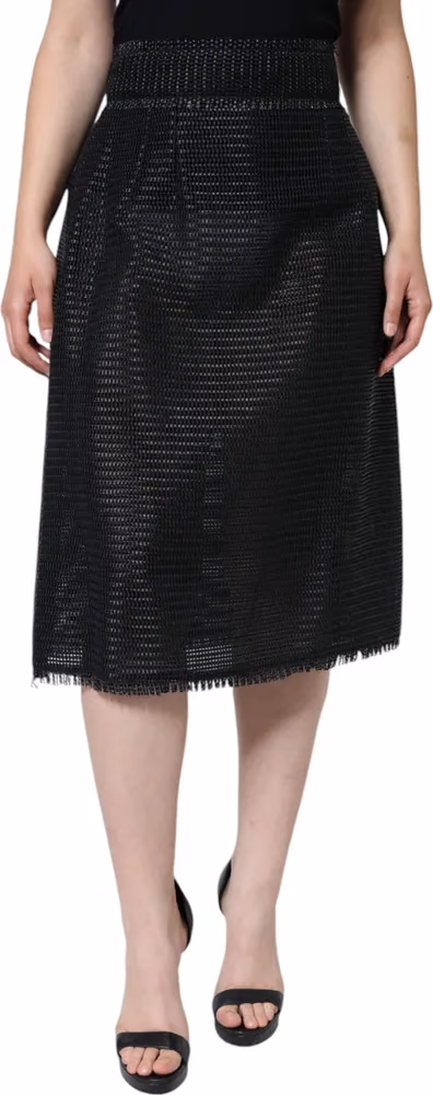 Black Viscose High Waist Pencil Cut Skirt