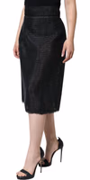 Black Viscose High Waist Pencil Cut Skirt 2