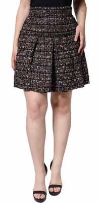 Multicolor High Waist Tartan Tweed A-line Mini Skirt