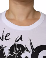 White Cotton Logo Print Round Neck T-shirt 4