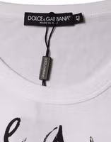 White Cotton Logo Print Round Neck T-shirt 5
