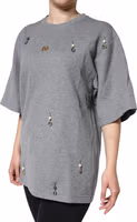 Gray Cotton Blend Embellished Tee T-shirt 2